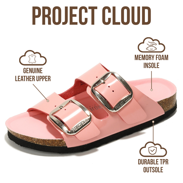 Project Cloud | "Santorini" Women Flat Sandals | 100% Genuine Leather | ProjectPlush | Lightweight | Non-Slip