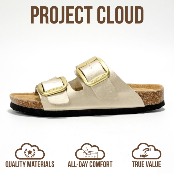 Project Cloud | "Santorini" Women Flat Sandals | 100% Genuine Leather | ProjectPlush | Lightweight | Non-Slip
