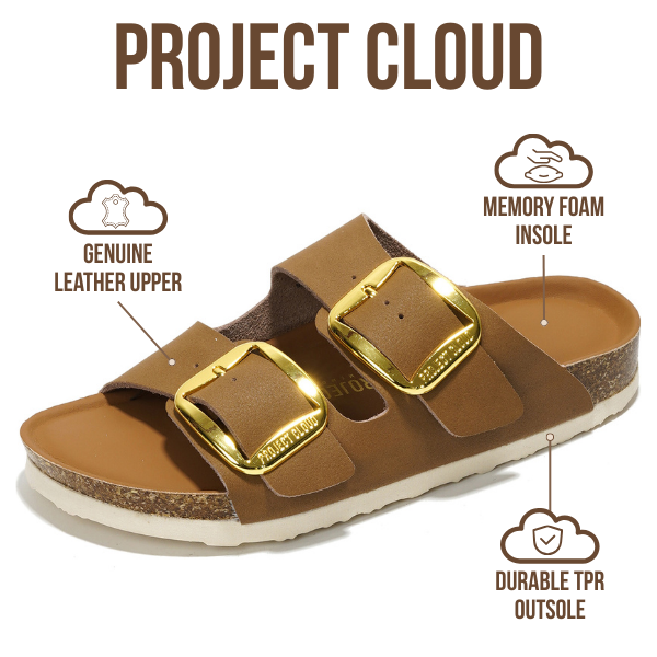Project Cloud | "Santorini" Women Flat Sandals | 100% Genuine Leather | ProjectPlush | Lightweight | Non-Slip