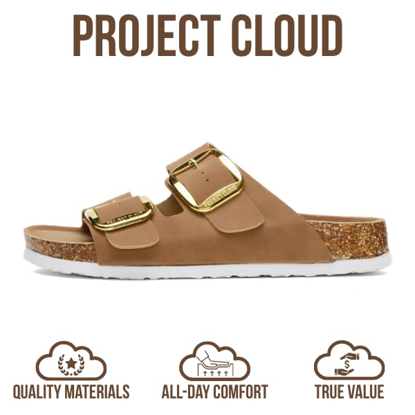 Project Cloud Women's | 100% Genuine Leather Women Flat Sandals | ProjectPlush | Lightweight | Non-Slip - Santorini