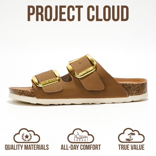 Project Cloud | "Santorini" Women Flat Sandals | 100% Genuine Leather | ProjectPlush | Lightweight | Non-Slip