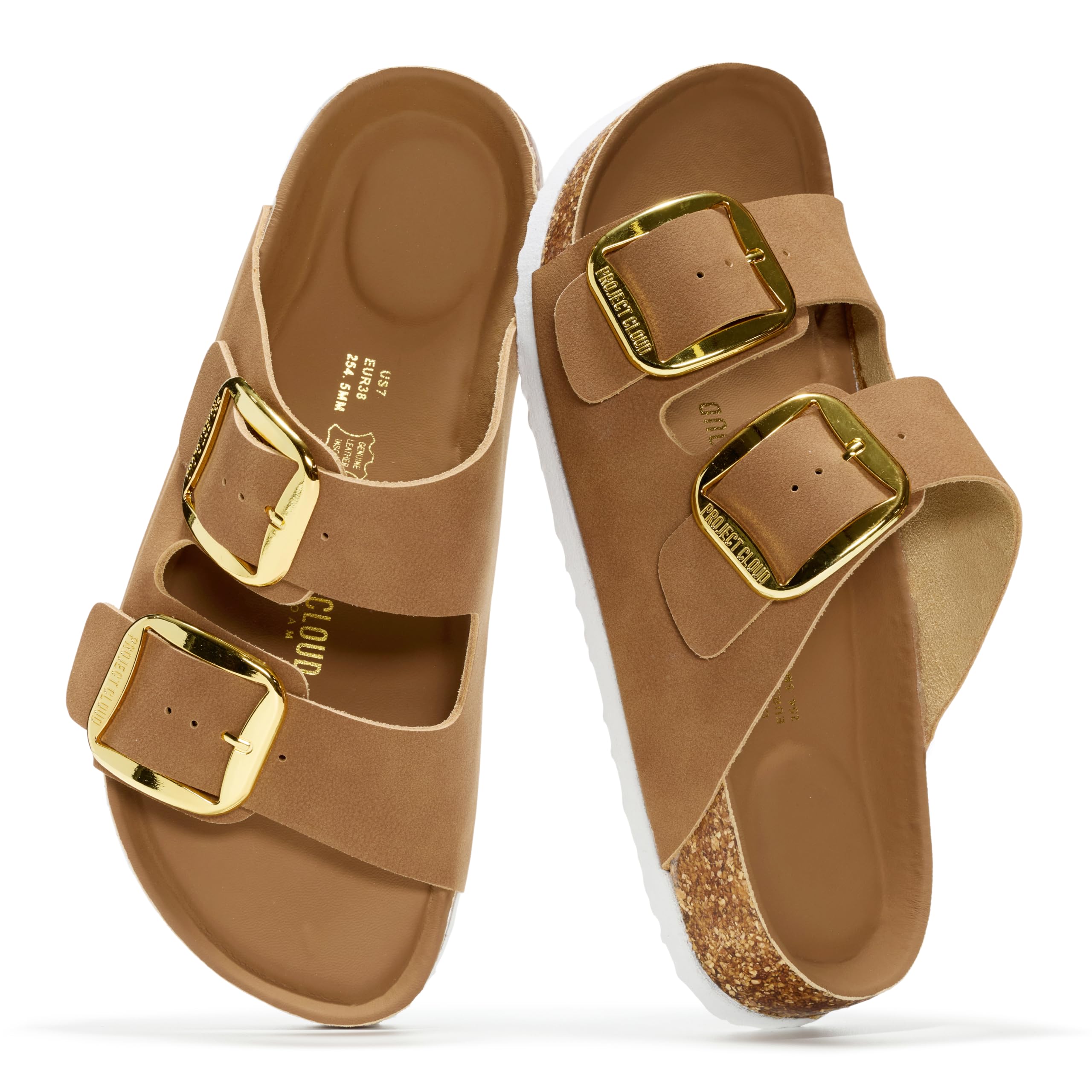 Project Cloud Women's | 100% Genuine Leather Women Flat Sandals | ProjectPlush | Lightweight | Non-Slip - Santorini