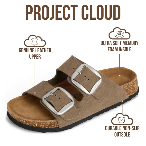 Project Cloud Women's | 100% Genuine Leather Women Flat Sandals | ProjectPlush | Lightweight | Non-Slip - Santorini - Project Cloud - Sandals -Shop Project Cloud premium footwear Now!