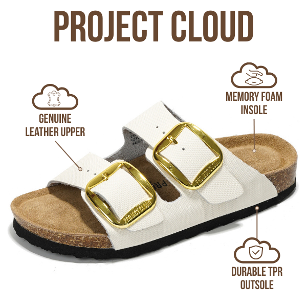 Project Cloud | "Santorini" Women Flat Sandals | 100% Genuine Leather | ProjectPlush | Lightweight | Non-Slip