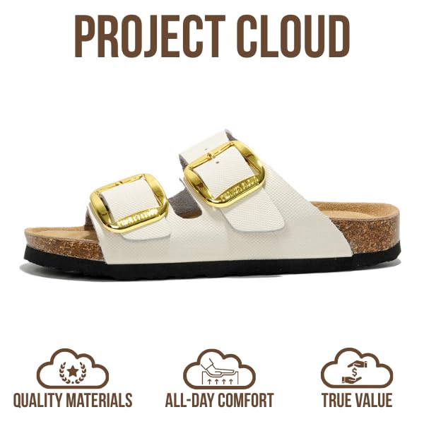 Project Cloud Women's | 100% Genuine Leather Women Flat Sandals | ProjectPlush | Lightweight | Non-Slip - Santorini