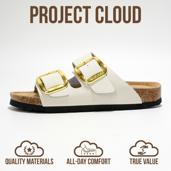 Project Cloud | "Santorini" Women Flat Sandals | 100% Genuine Leather | ProjectPlush | Lightweight | Non-Slip