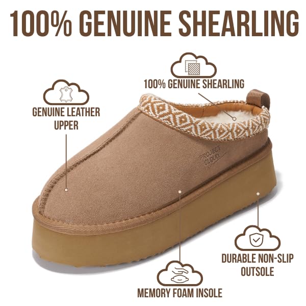 Project Cloud Women's | 100% Genuine Leather Slippers for Women | Memory Foam | Lightweight | Non-Slip - Sayre