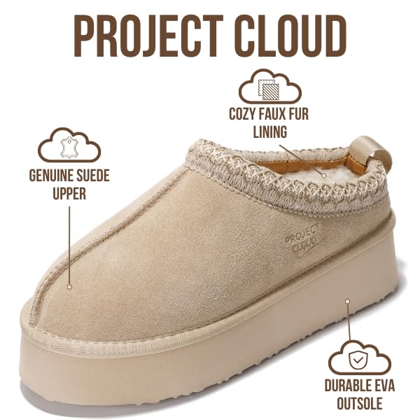 Project Cloud | "Sayre" 100% Genuine Leather Slippers for Women | Memory Foam | Lightweight | Non-Slip