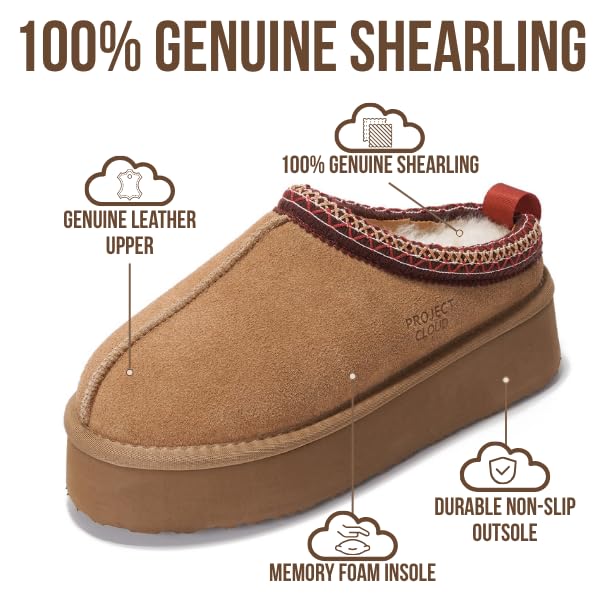 Project Cloud Women's | 100% Genuine Leather Slippers for Women | Memory Foam | Lightweight | Non-Slip - Sayre