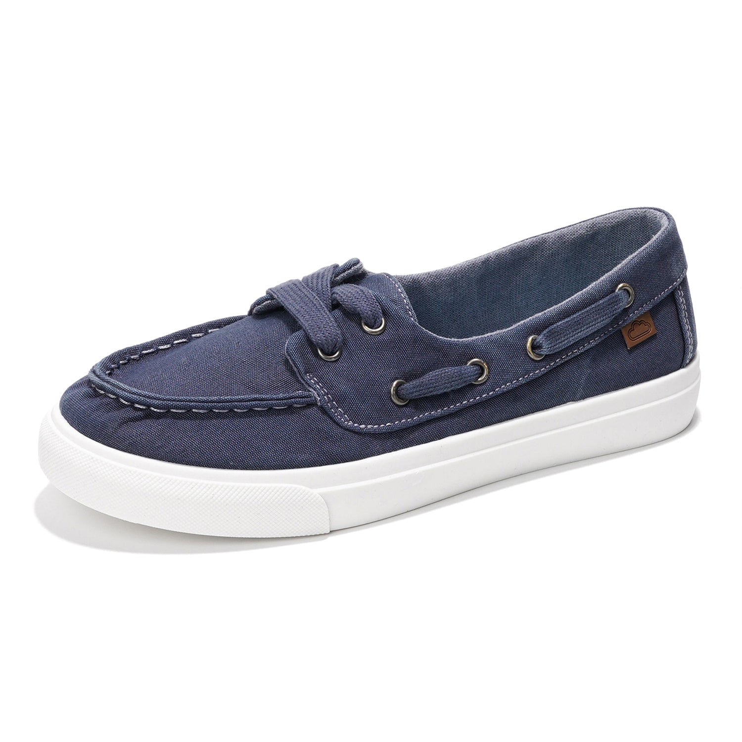 Project Cloud Seasalt navy boat shoes, canvas upper, memory foam insole, anti-slip outsole