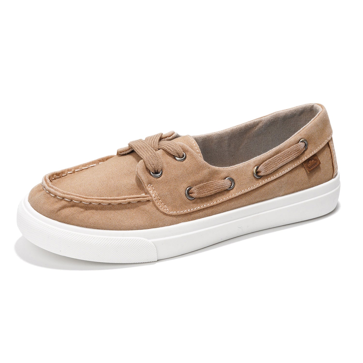 Project Cloud Seasalt sand canvas women's boat shoes with memory foam and anti-slip sole.