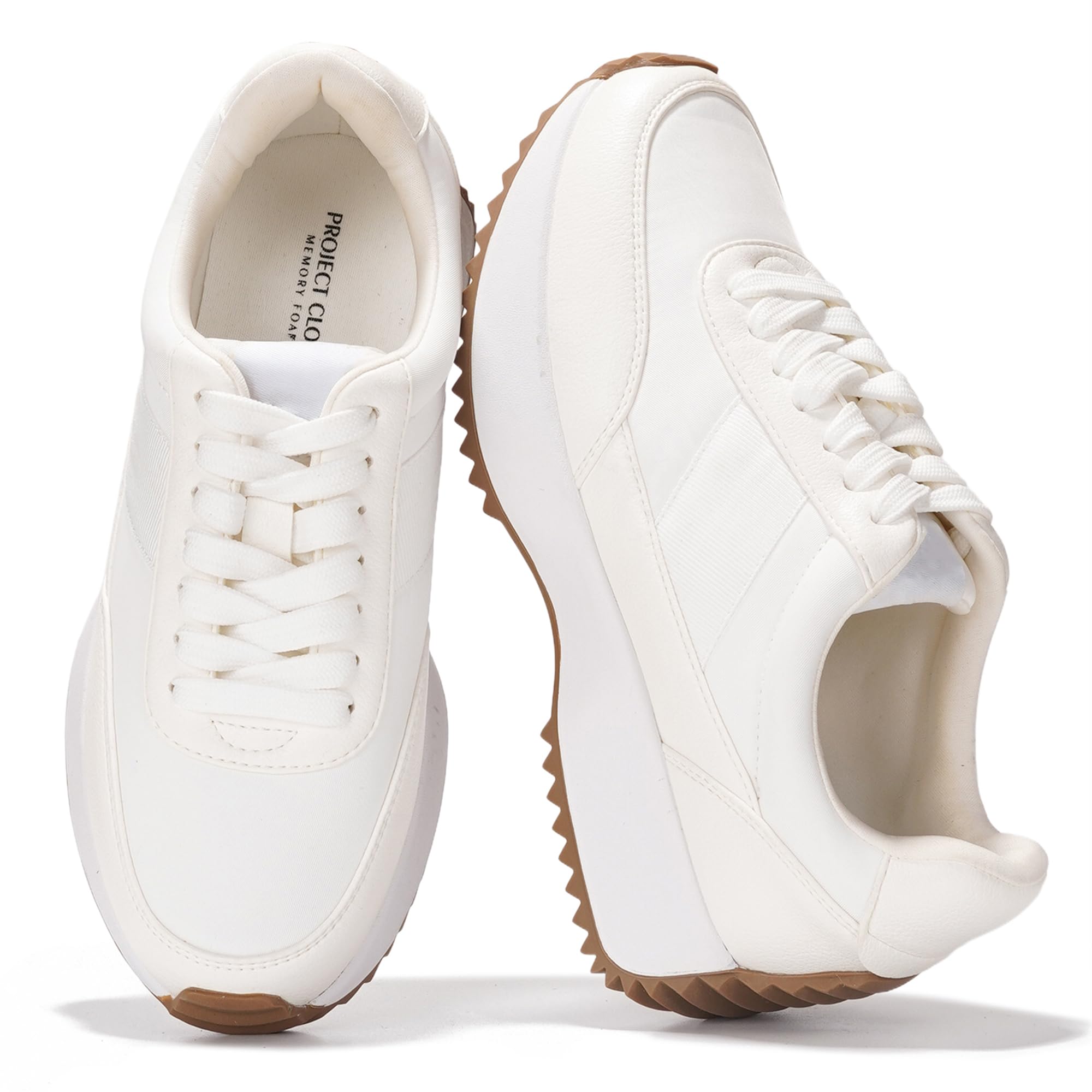 Project Cloud Serena Women's Sneakers in White. Memory foam insoles and non-slip rubber sole for comfort and style.