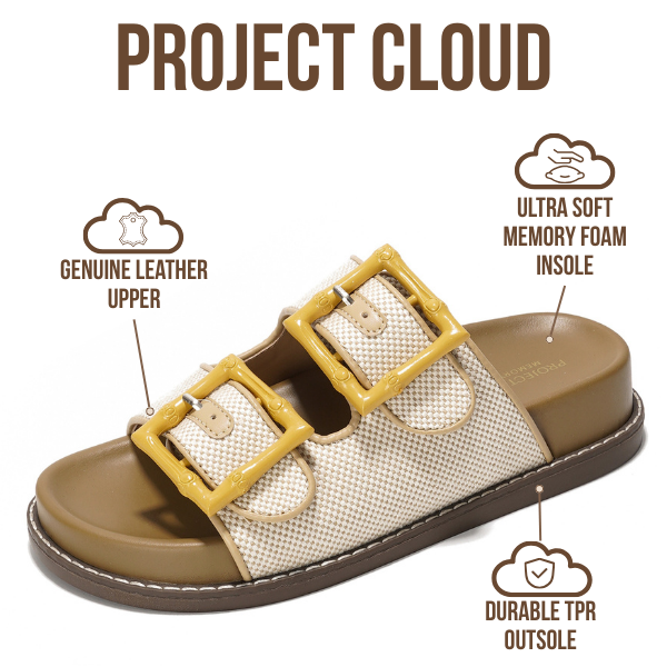 Project Cloud | "Sharl" 100% Genuine Leather Slides for Women | Memory Foam | Lightweight | Non-Slip