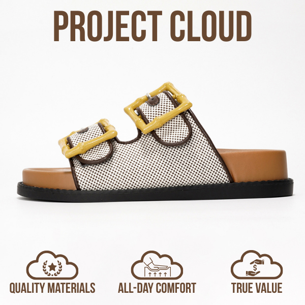 Project Cloud | "Sharl" 100% Genuine Leather Slides for Women | Memory Foam | Lightweight | Non-Slip