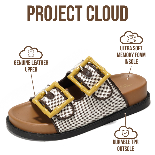Project Cloud | "Sharl" 100% Genuine Leather Slides for Women | Memory Foam | Lightweight | Non-Slip