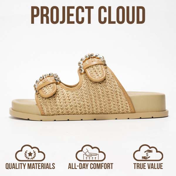Project Cloud | "Sharl" 100% Genuine Leather Slides for Women | Memory Foam | Lightweight | Non-Slip