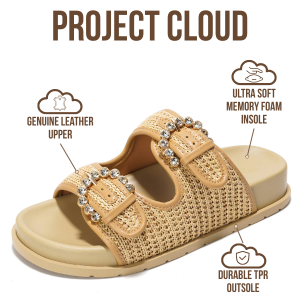 Project Cloud | "Sharl" 100% Genuine Leather Slides for Women | Memory Foam | Lightweight | Non-Slip