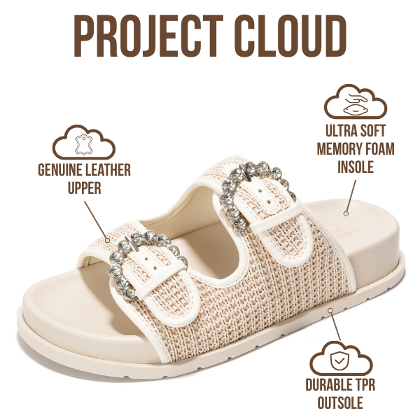 Project Cloud | "Sharl" 100% Genuine Leather Slides for Women | Memory Foam | Lightweight | Non-Slip