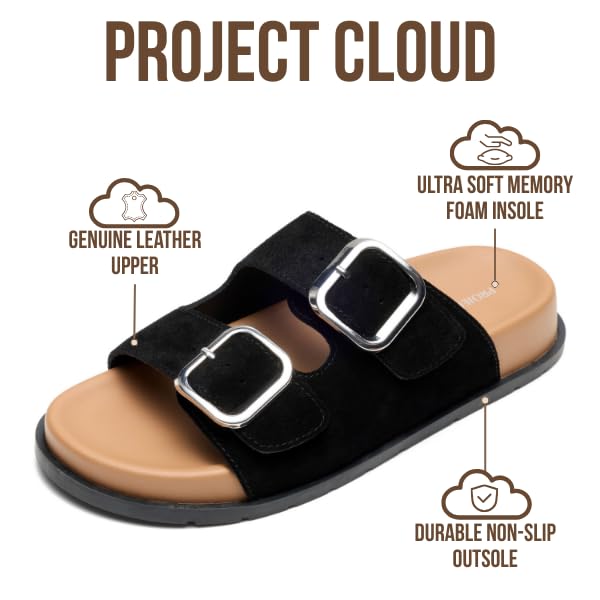 Project Cloud Women's | 100% Genuine Leather Slides | Plush and Soft Insole | Lightweight | Non-Slip - Sharl - Project Cloud - Sandals -Shop Project Cloud premium footwear Now!