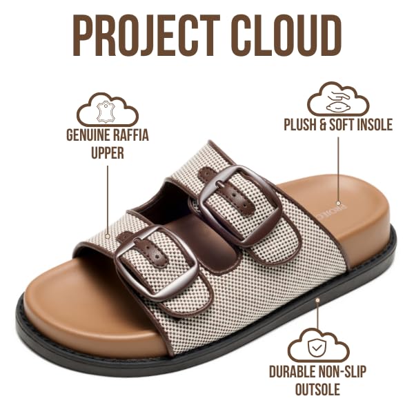 Project Cloud Women's | 100% Genuine Leather Slides | Plush and Soft Insole | Lightweight | Non-Slip - Sharl - Project Cloud - Sandals -Shop Project Cloud premium footwear Now!