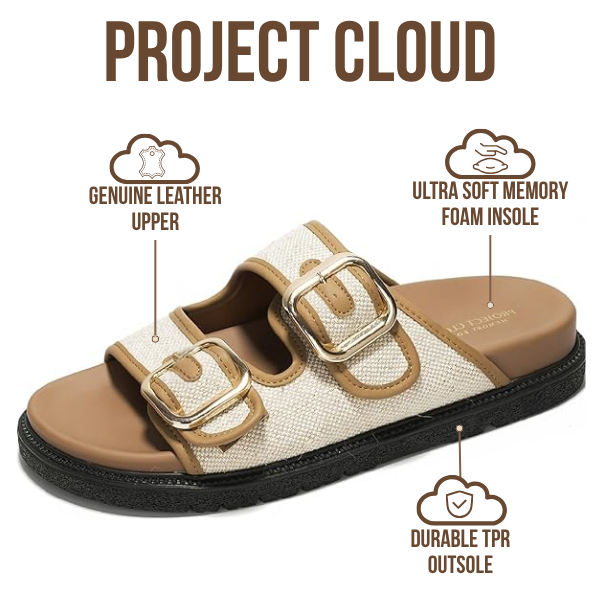 Project Cloud Women's | 100% Genuine Leather Slides | Memory Foam | Lightweight | Non-Slip - Sharl