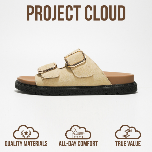 Project Cloud | "Sharl" 100% Genuine Leather Slides for Women | Memory Foam | Lightweight | Non-Slip