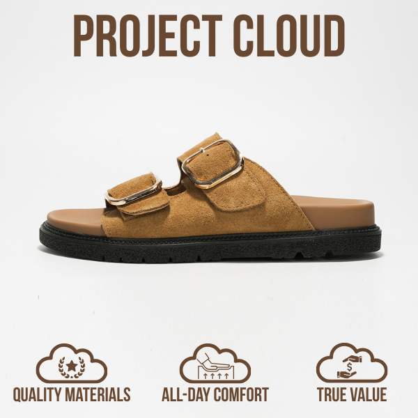 Project Cloud Women's | 100% Genuine Leather Slides | Memory Foam | Lightweight | Non-Slip - Sharl