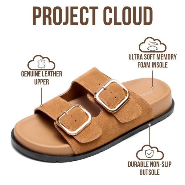 Project Cloud Women's | 100% Genuine Leather Slides | Plush and Soft Insole | Lightweight | Non-Slip - Sharl - Project Cloud - Sandals -Shop Project Cloud premium footwear Now!