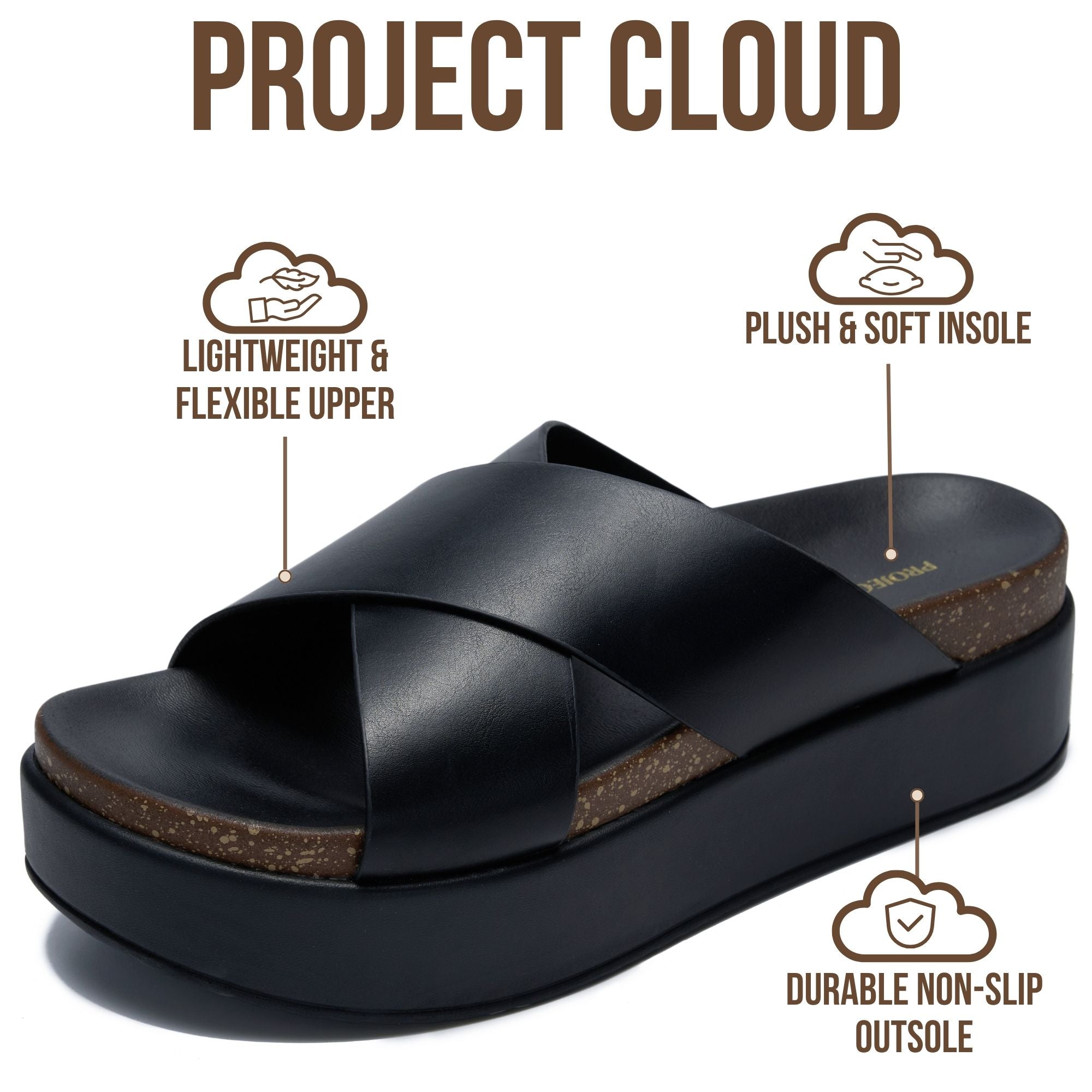 Project Cloud Women's | Wedge Sandals for Women 2026 | Plush and Soft Insole | Lightweight | Non-Slip - Silly