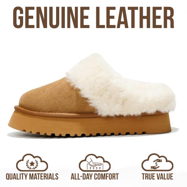 Project Cloud Women's | Genuine Suede Fuzzy Slippers | Memory Foam | Lightweight | Non-Slip - Snowy