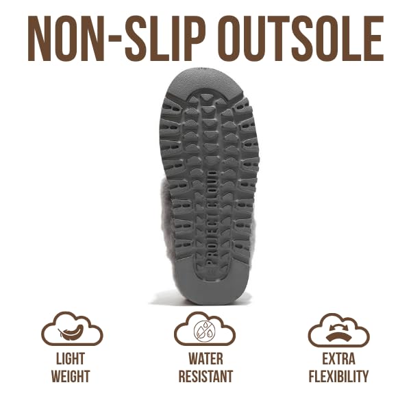 Project Cloud Women's | Genuine Suede Fuzzy Slippers | Memory Foam | Lightweight | Non-Slip - Snowy