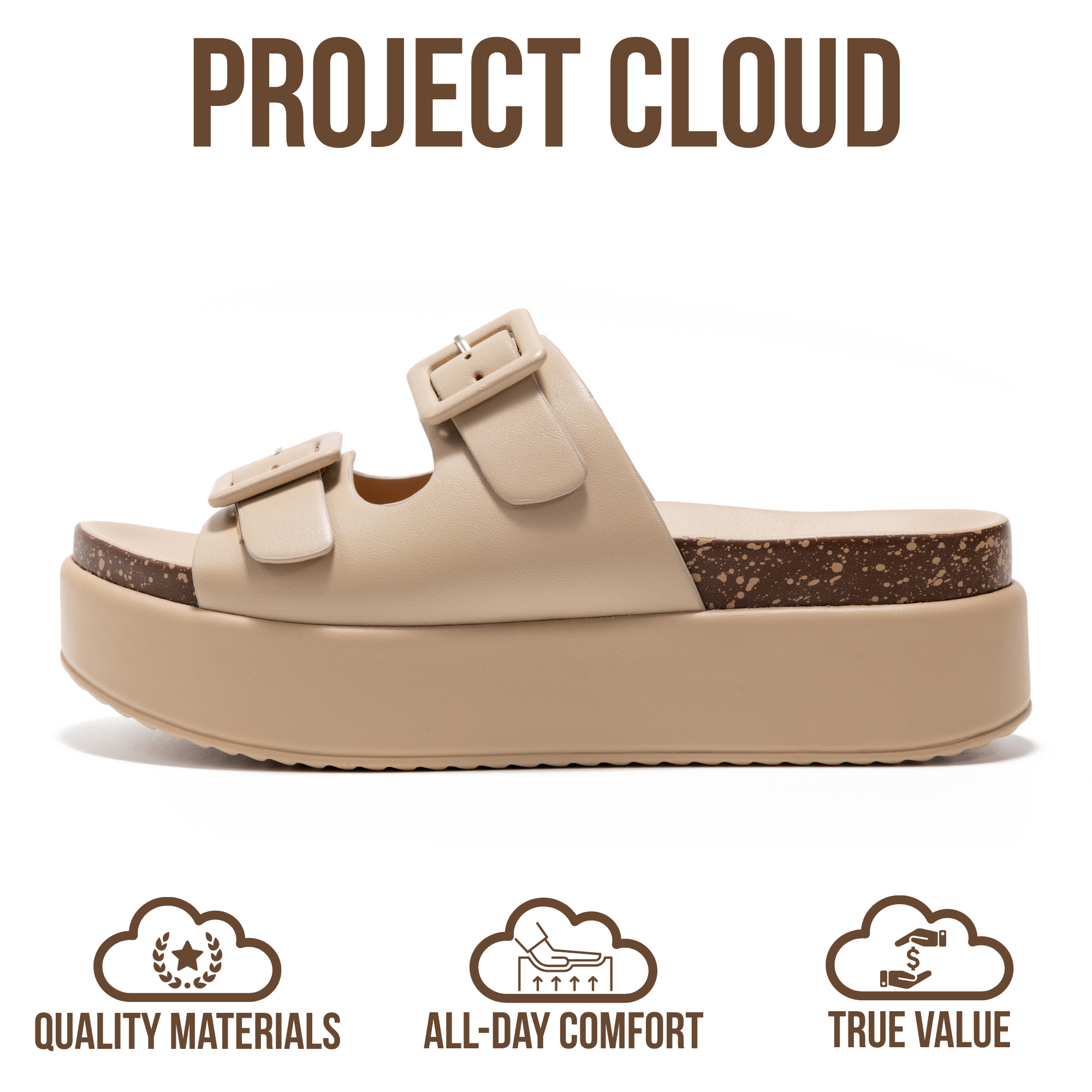 Project Cloud Women's | Wedge Platform Sandals | Eco-Leather Upper | Memory Foam | Non-Slip - Softy - Project Cloud - Sandals -Shop Project Cloud premium footwear Now!