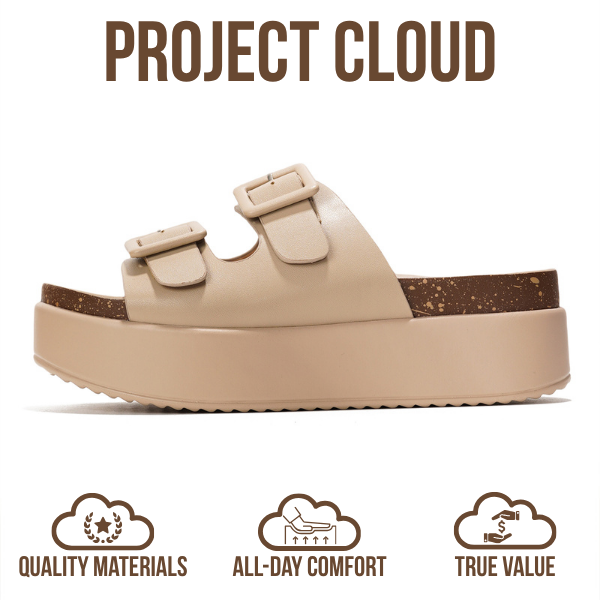 Project Cloud | "Softy" Wedge Platform Sandals | Vegan Leather Upper | ProjectPlush™ Memory Foam | Non-Slip