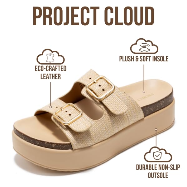 Project Cloud Women's | Wedge Platform Sandals | Vegan Leather Upper | Memory Foam | Non-Slip - Softy