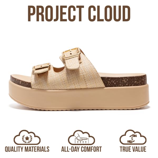 Project Cloud Women's | Wedge Platform Sandals | Vegan Leather Upper | Memory Foam | Non-Slip - Softy