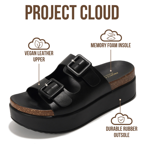 Project Cloud | "Softy" Wedge Platform Sandals | Vegan Leather Upper | ProjectPlush™ Memory Foam | Non-Slip