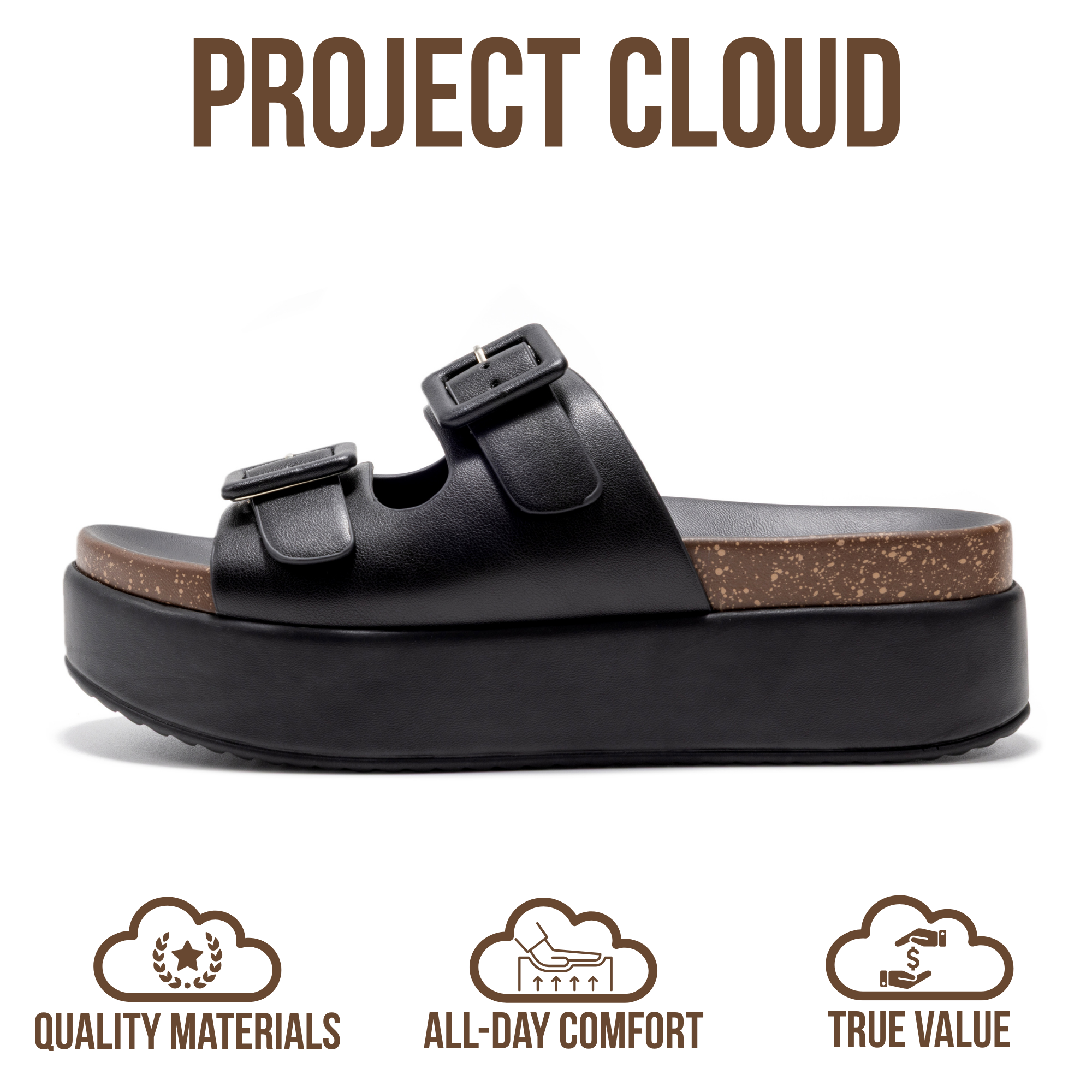 Project Cloud Women's | Wedge Platform Sandals | Eco-Leather Upper | Memory Foam | Non-Slip - Softy - Project Cloud - Sandals -Shop Project Cloud premium footwear Now!