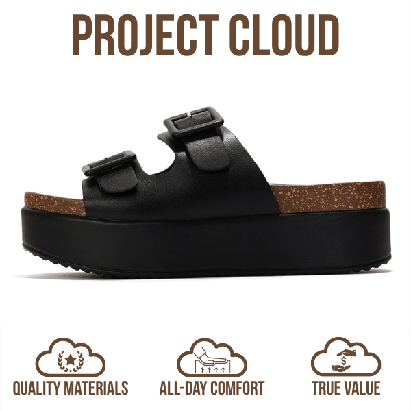 Project Cloud | "Softy" Wedge Platform Sandals | Vegan Leather Upper | ProjectPlush™ Memory Foam | Non-Slip