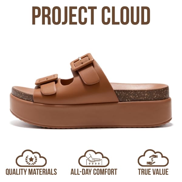 Project Cloud Women's | Wedge Platform Sandals | Vegan Leather Upper | Memory Foam | Non-Slip - Softy