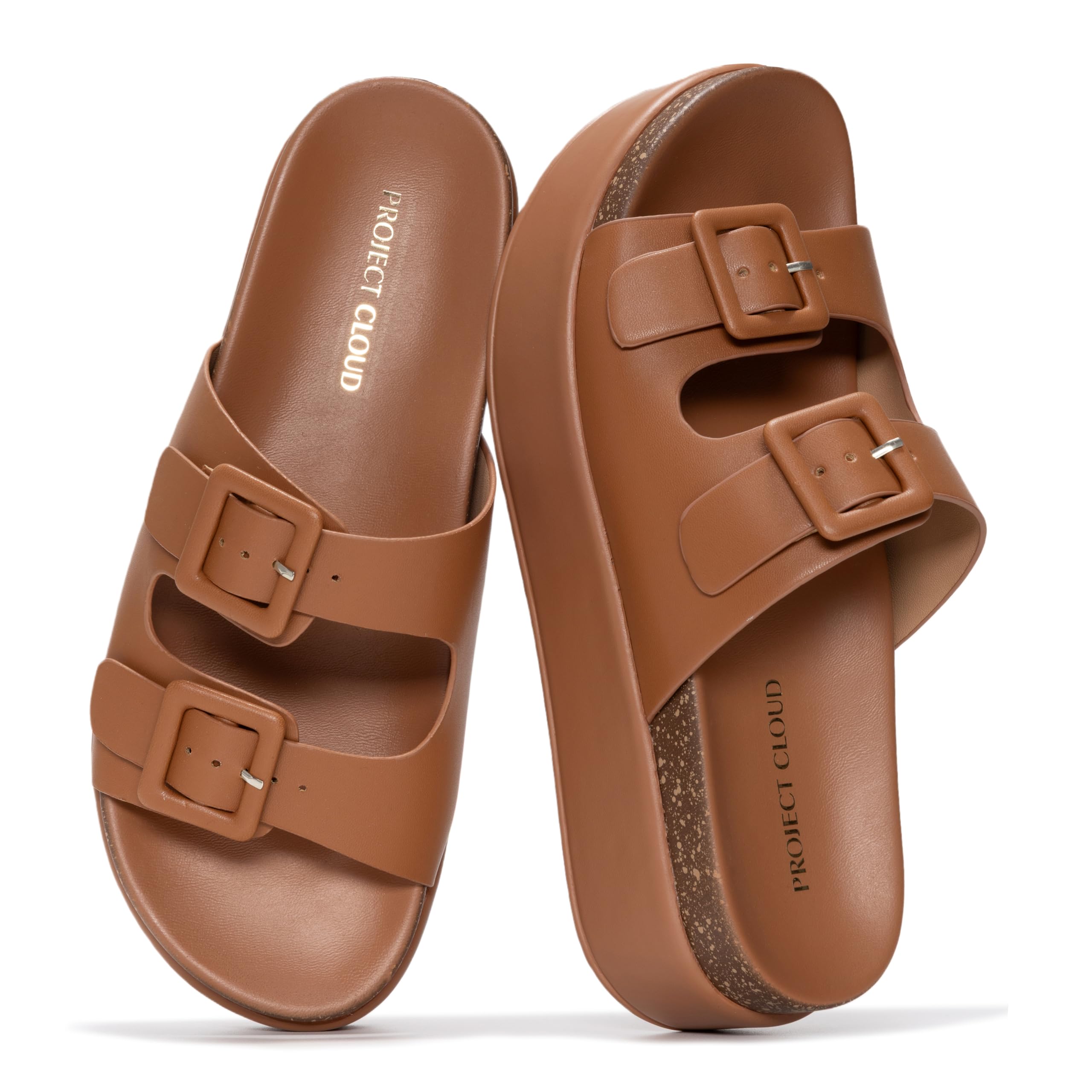 Project Cloud Women's | Wedge Platform Sandals | Vegan Leather Upper | Memory Foam | Non-Slip - Softy