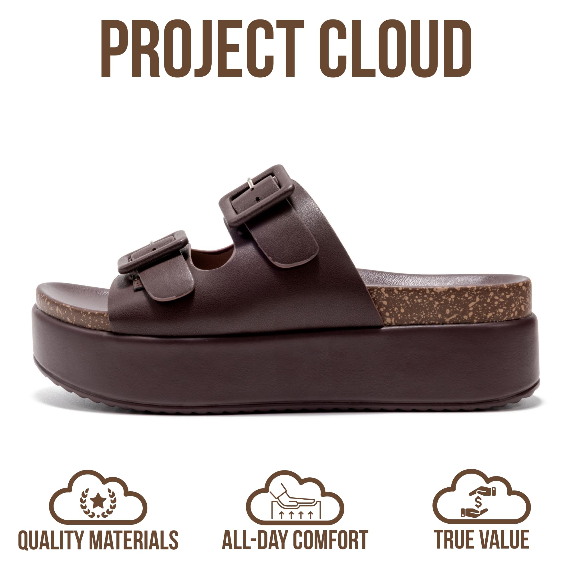 Project Cloud Women's | Wedge Platform Sandals | Eco-Leather Upper | Memory Foam | Non-Slip - Softy - Project Cloud - Sandals -Shop Project Cloud premium footwear Now!