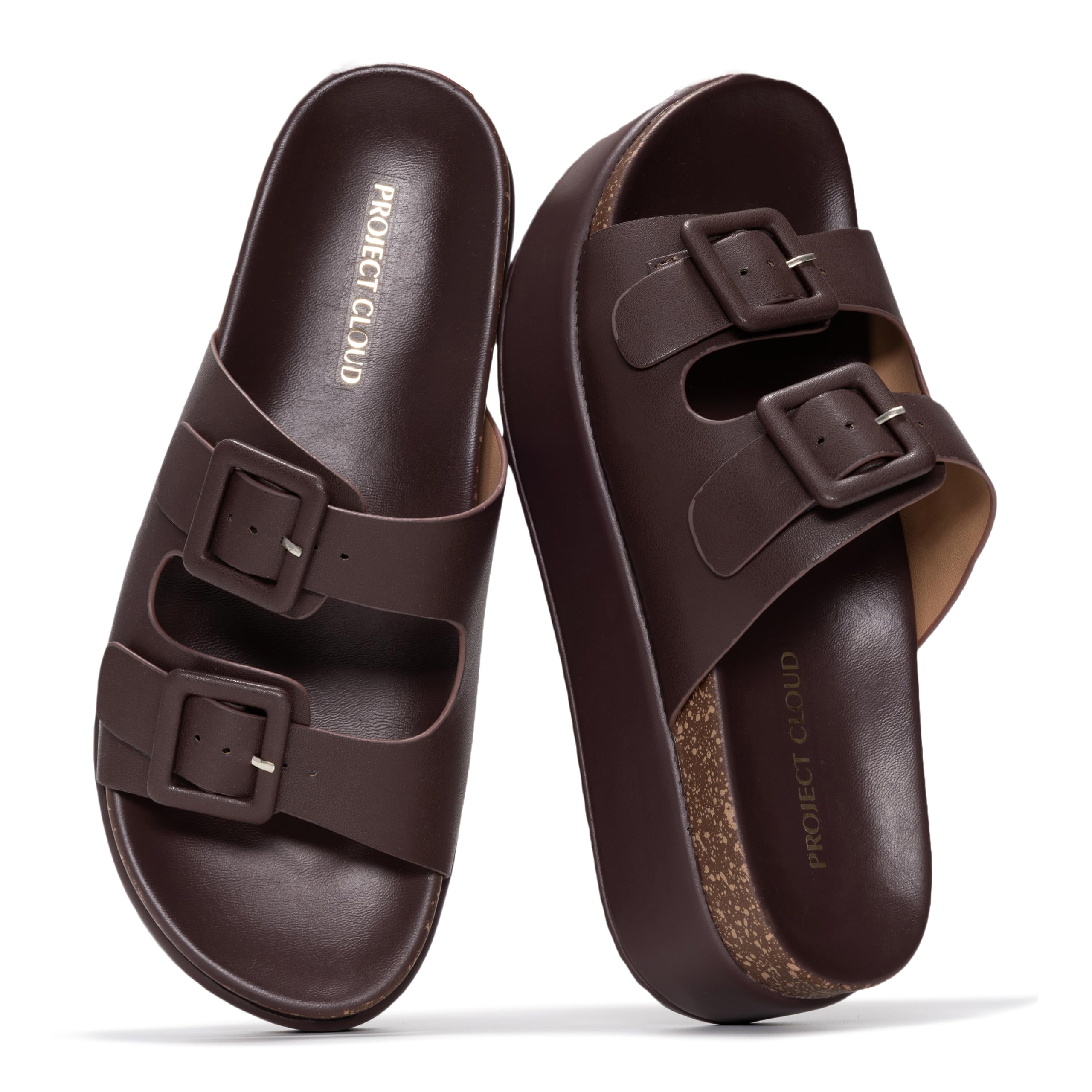 Project Cloud Women's | Wedge Platform Sandals | Vegan Leather Upper | Memory Foam | Non-Slip - Softy