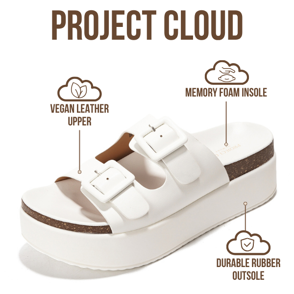 Project Cloud | "Softy" Wedge Platform Sandals | Vegan Leather Upper | ProjectPlush™ Memory Foam | Non-Slip
