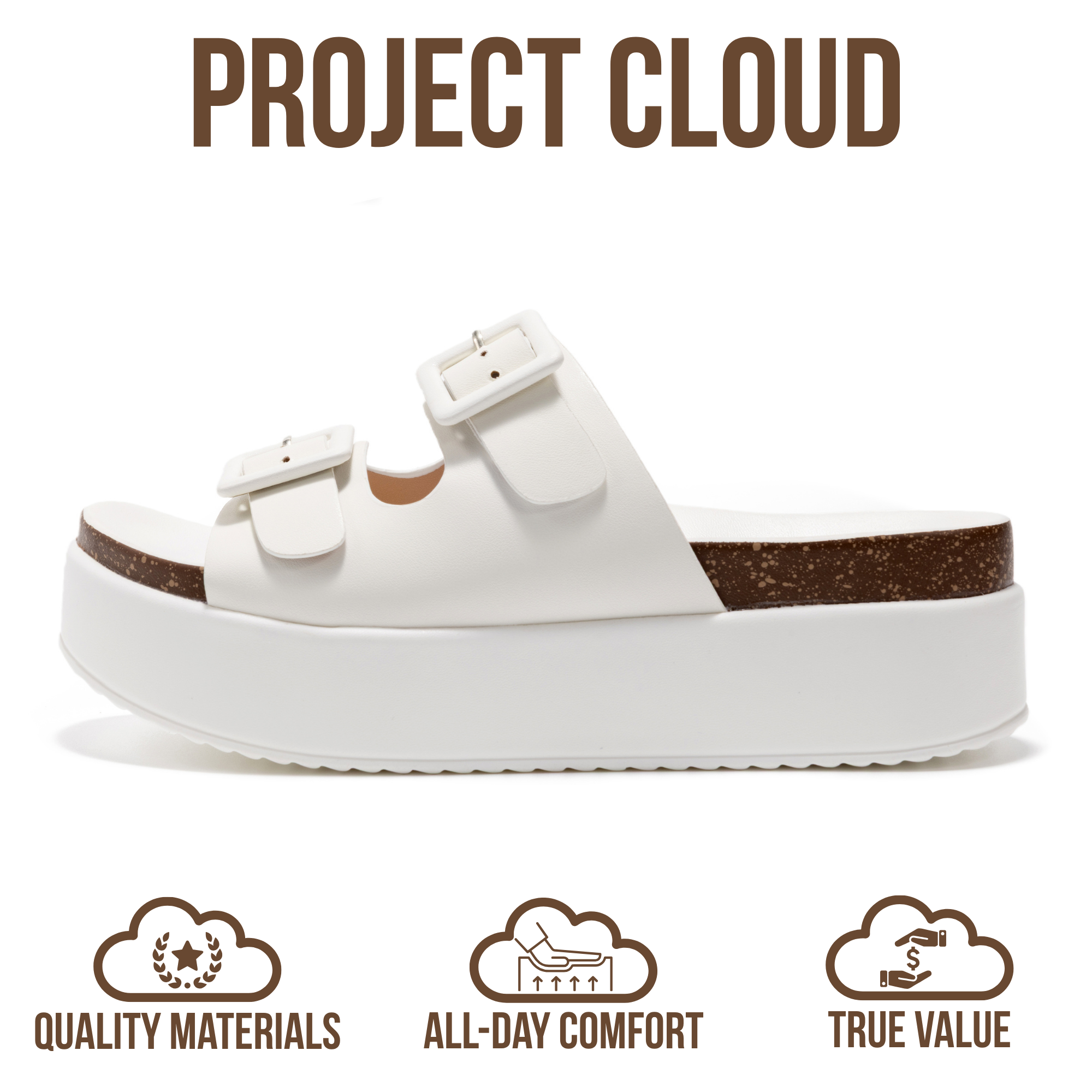Project Cloud Women's | Wedge Platform Sandals | Eco-Leather Upper | Memory Foam | Non-Slip - Softy - Project Cloud - Sandals -Shop Project Cloud premium footwear Now!