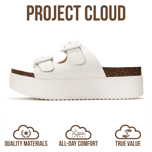 Project Cloud | "Softy" Wedge Platform Sandals | Vegan Leather Upper | ProjectPlush™ Memory Foam | Non-Slip