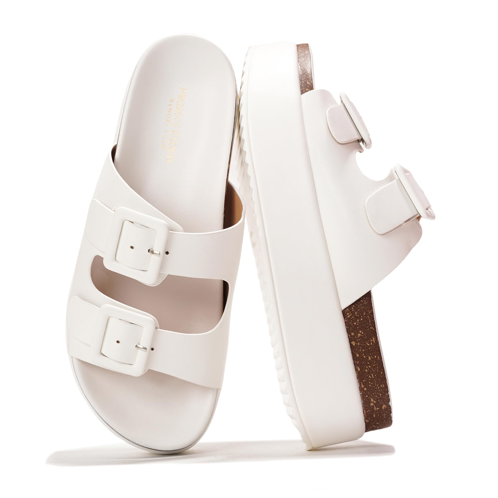 未使用　YELOO/GILL PLATFORM SANDALS ホワイトバック Project Cloud Women's | Wedge Platform Sandals | Eco-Leather Upper