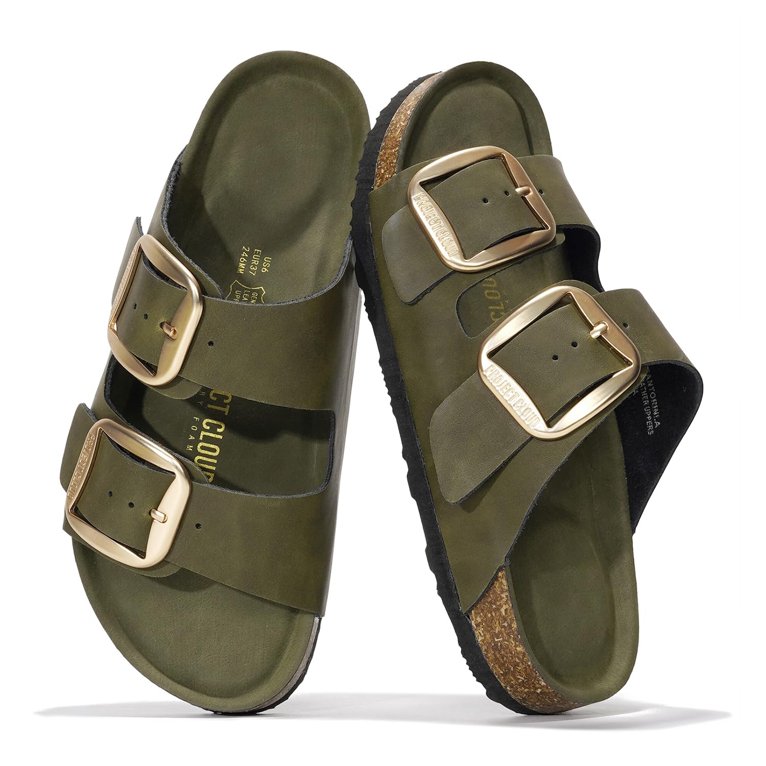 Project Cloud | "Santorini" Women Flat Sandals | 100% Genuine Leather | ProjectPlush | Lightweight | Non-Slip