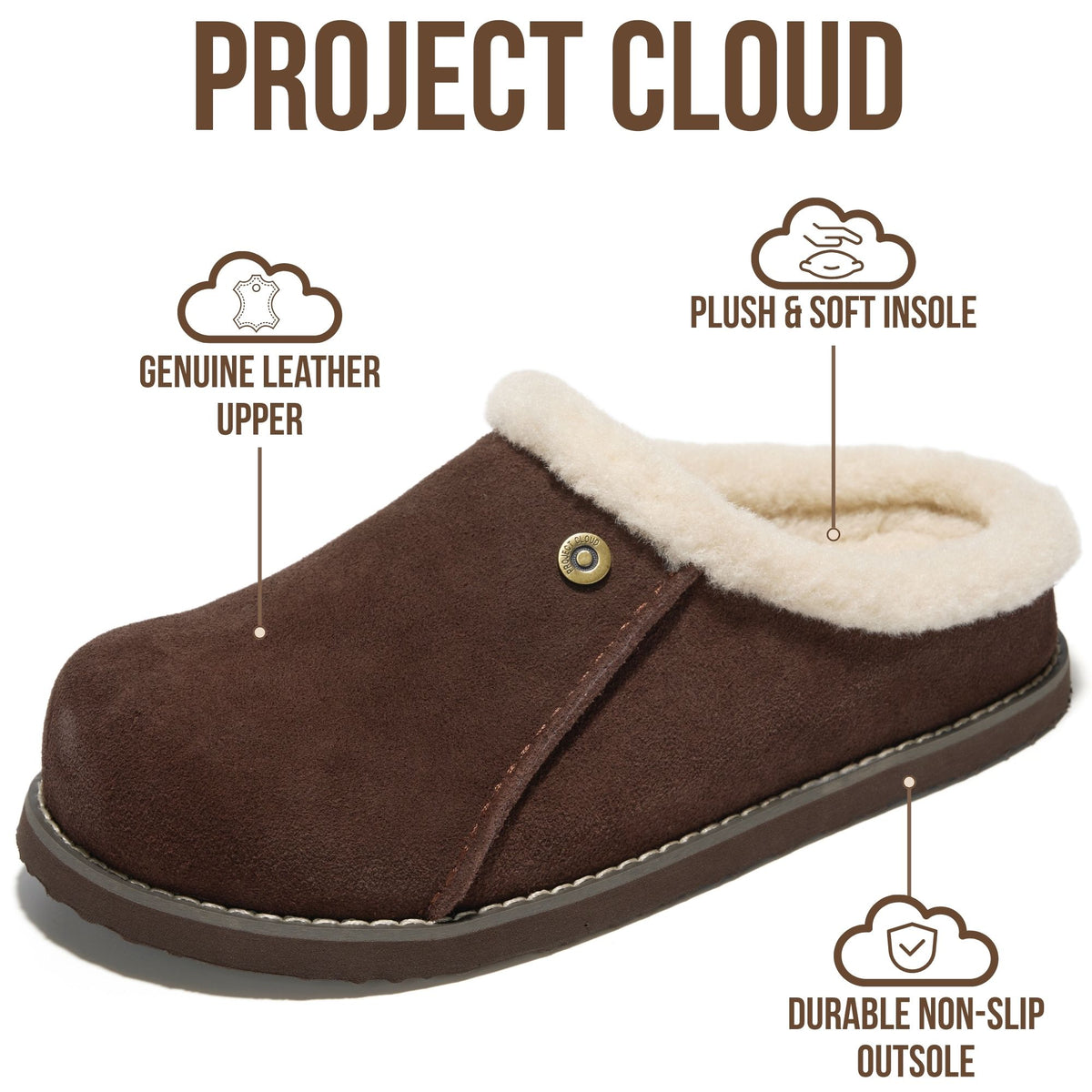 Project Cloud Women's | 100% Genuine Leather Clogs for Women | Memory Foam | Lightweight | Non-Slip - Tali