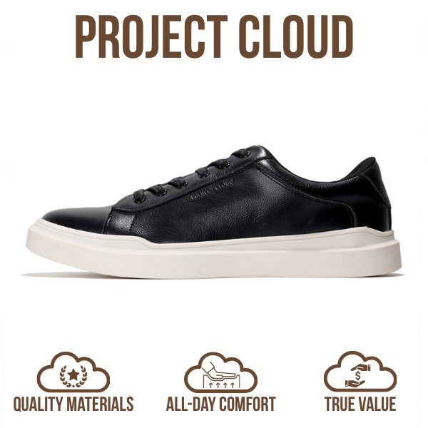Project Cloud | "Tilton" Vegan Leather Mens Sneakers - Memory Foam Technology | Lightweight | Anti-Slip