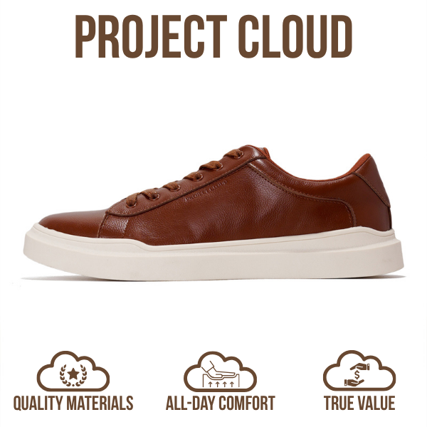 Project Cloud | "Tilton" Vegan Leather Mens Sneakers - Memory Foam Technology | Lightweight | Anti-Slip